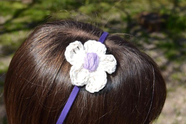 Diadema flor de algodón (morado) - Imagen 3
