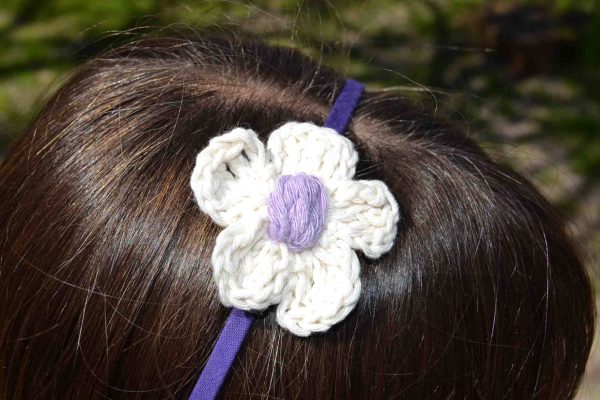 Diadema flor de algodón (morado) - Imagen 2
